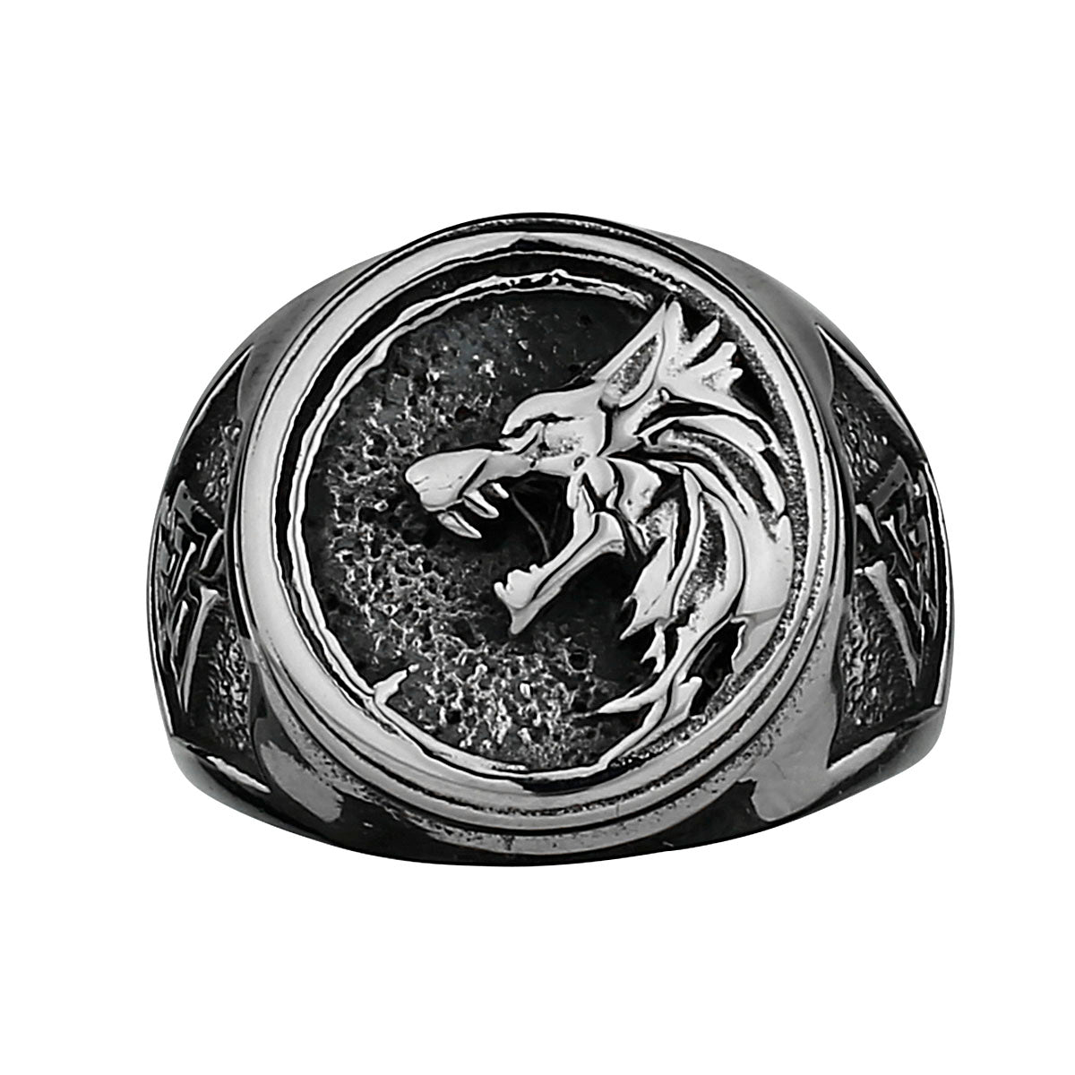 Viking Valknut Rune Wolf Head Ring Men's Fashion Personality Animal Stainless Steel Finger Ring Biker Party Club Jewelry Gift