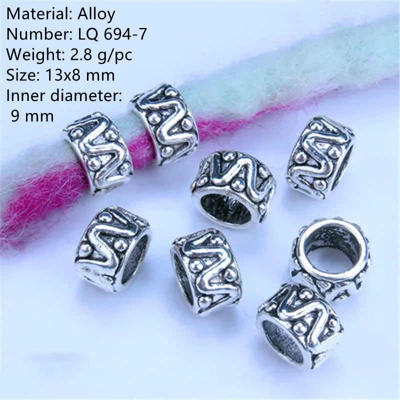 1-5pcs Viking Beard Decorative Beads for Hair Braid Decorations Accessories Needlework Bead Skull Braid Dreadlock Tube Rings