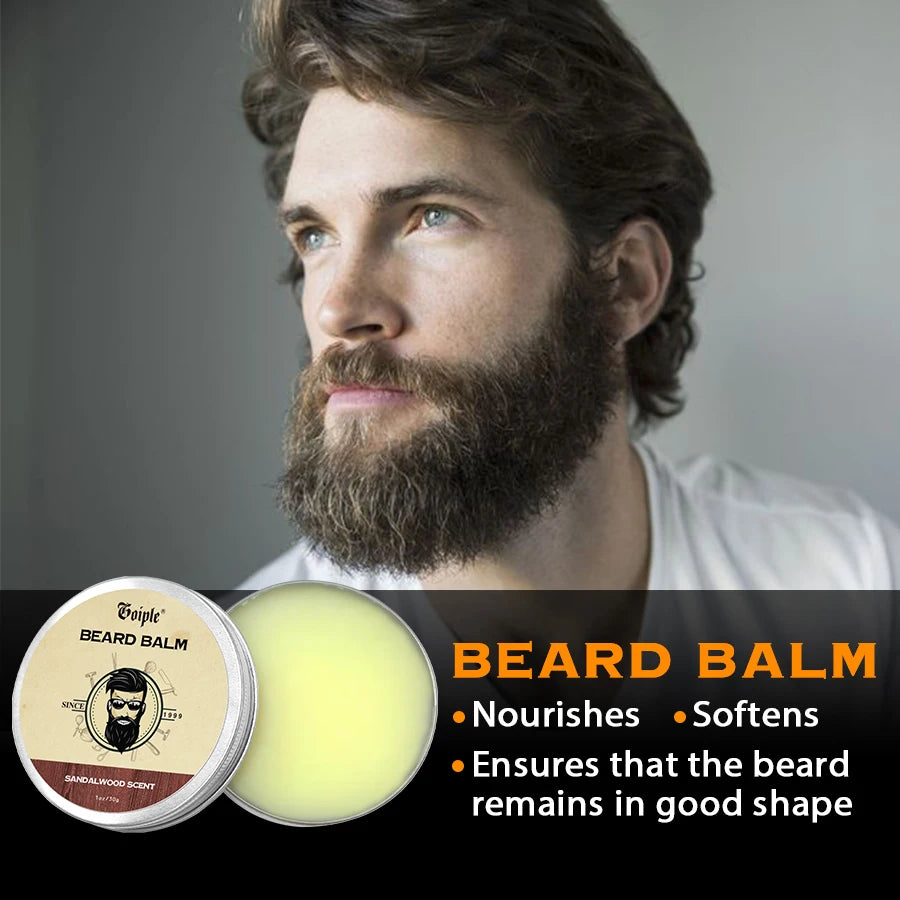 Kit de cuidado para el crecimiento de la barba GOIPLE – Champú para bigote, aceite acondicionador y bálsamo para barba
