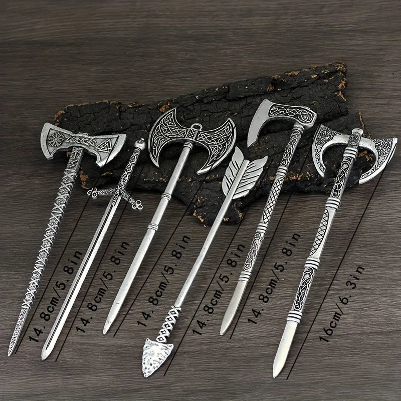 Retro Viking Hair Stick Men's And Women's Gothic Punk Nordic Divine Sword Hair Clip Mythical Jewelry Braiding Style Gift
