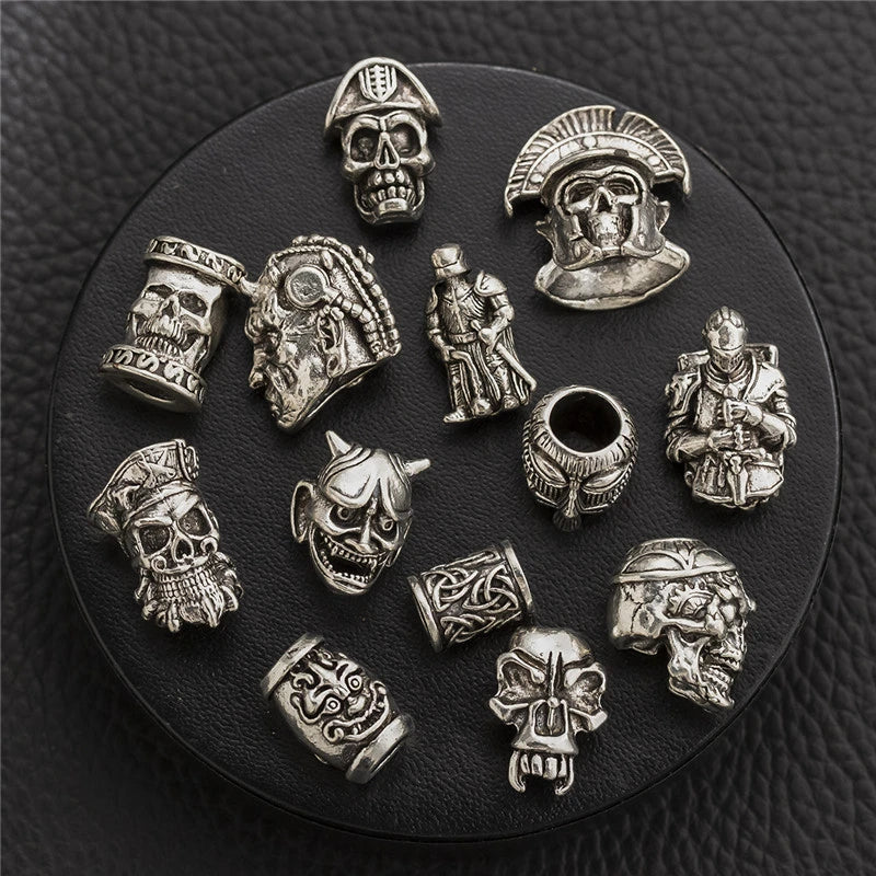 1piece Skull Helmet Viking Rune Big Hole Beads Hair Braid Dreadlock Beard Bead Pendant DIY Bracelet Necklace for Jewelry Making