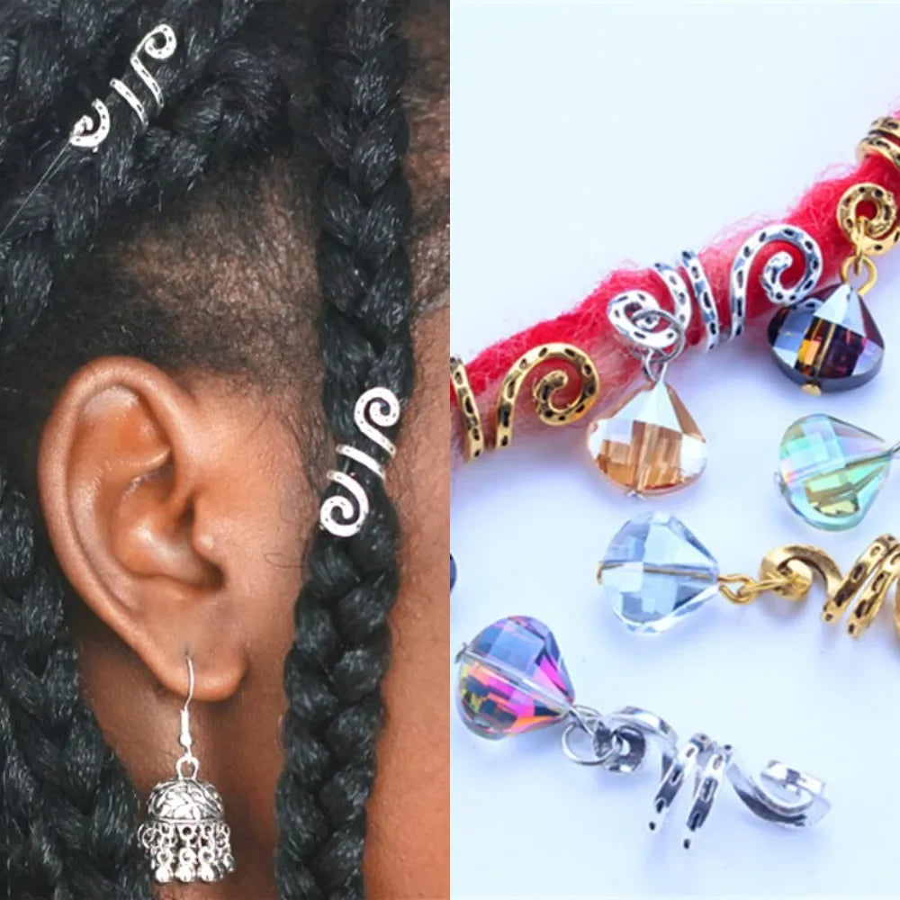 Vintage Braids Dreadlock Beard Beads Cuffs Clips for Hair Rings Adjustable Viking Hair Dread Women Accessories Fashion Jewelries