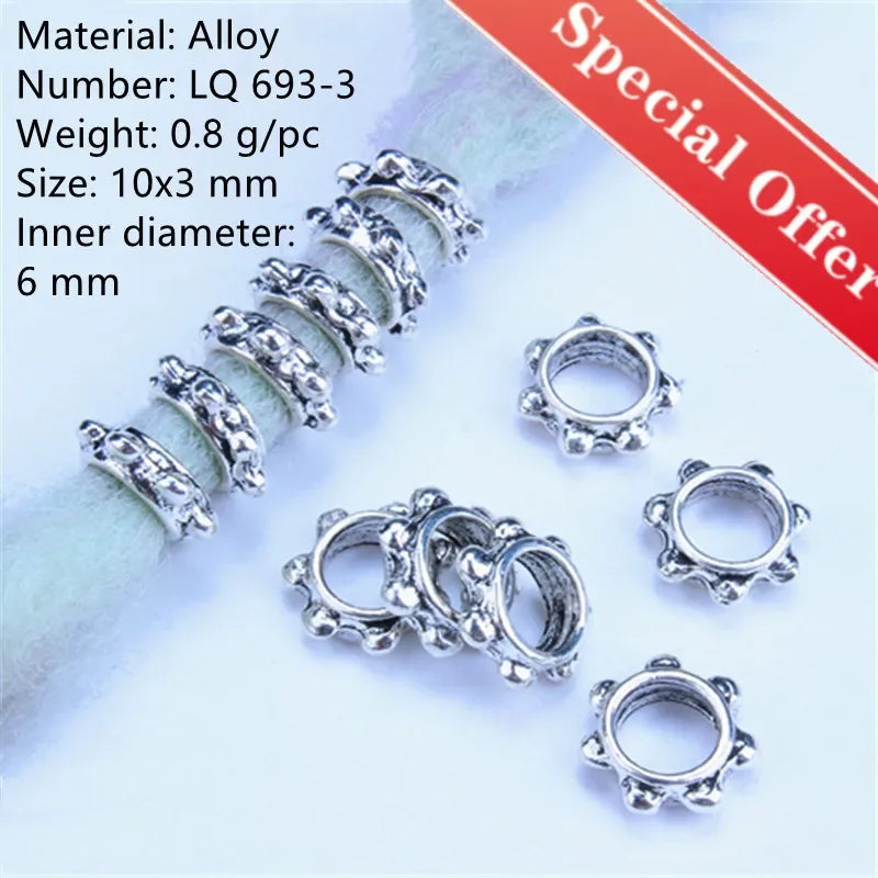 1-5pcs Viking Beard Decorative Beads for Hair Braid Decorations Accessories Needlework Bead Skull Braid Dreadlock Tube Rings