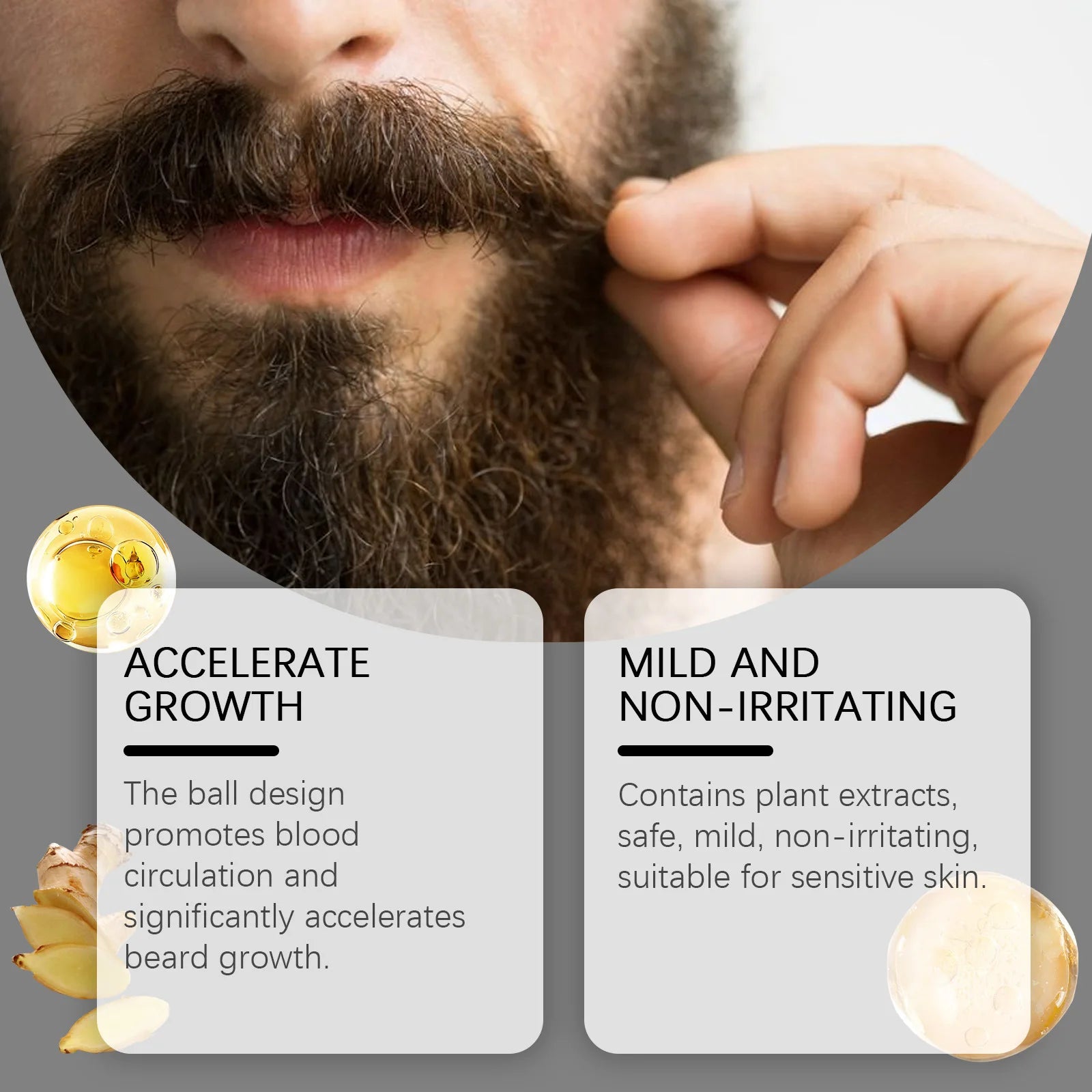 Aceite para el crecimiento de barba y bigote de jengibre