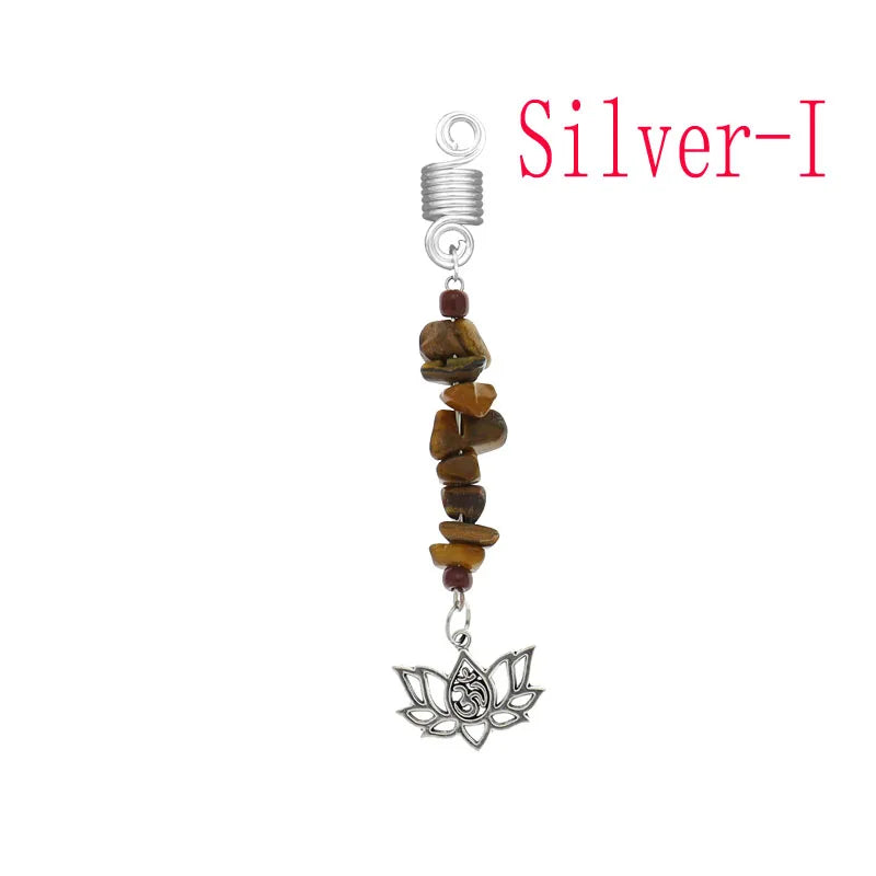 Women Personality Stone Beads Hair Dreadlock 12 Styles Loc Jewelry Pins Clips Beard Rings Rock Braiding Tube Cuffs Accessories