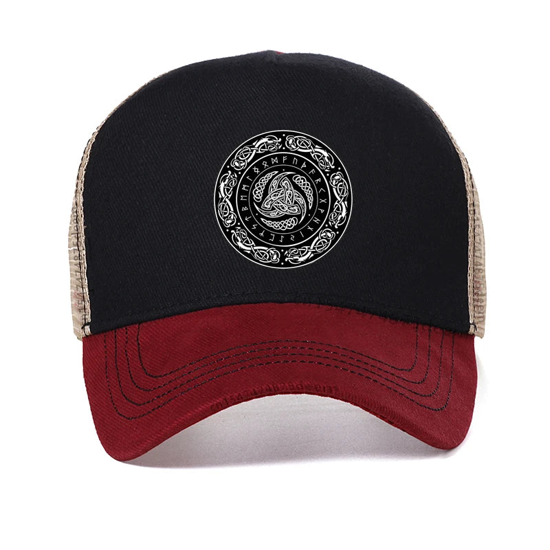 Vikings Ragnar Lothbrok Skullies baseball cap Triple Horn Of Odin Men hat Summer cool Mesh Men Women's Hip Hop Caps