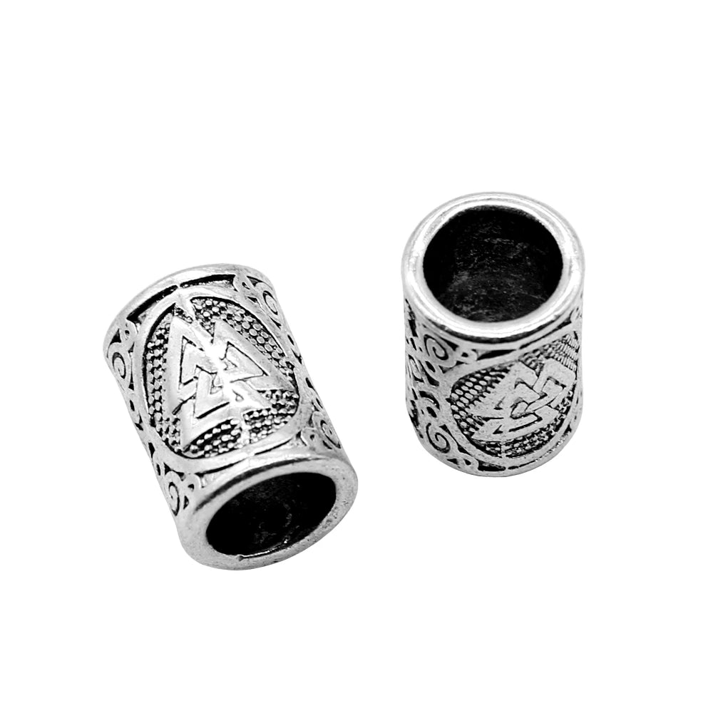 WYSIWYG 3pcs Viking Symbol Hair Braid Beard Dreadlock Beads Rings Tube Beads For Jewelry Making 11x15mm Jewelry Accessories
