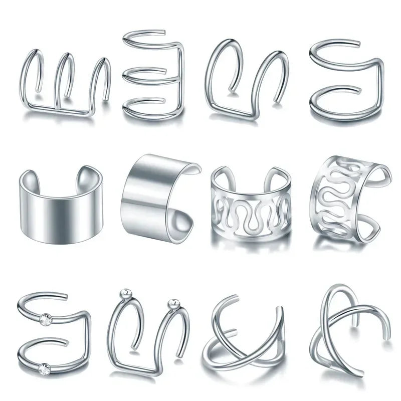 Fashion 1/12pcs Gold Silver Viking Hair Braids Dreadlock Non-Piercing Ear Clip Beard Beads Cuffs Clip Hair Accessories