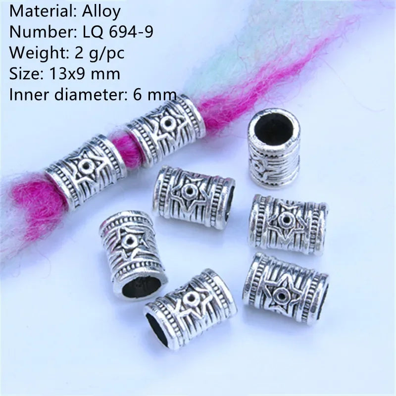 1-5pcs Viking Beard Decorative Beads for Hair Braid Decorations Accessories Needlework Bead Skull Braid Dreadlock Tube Rings