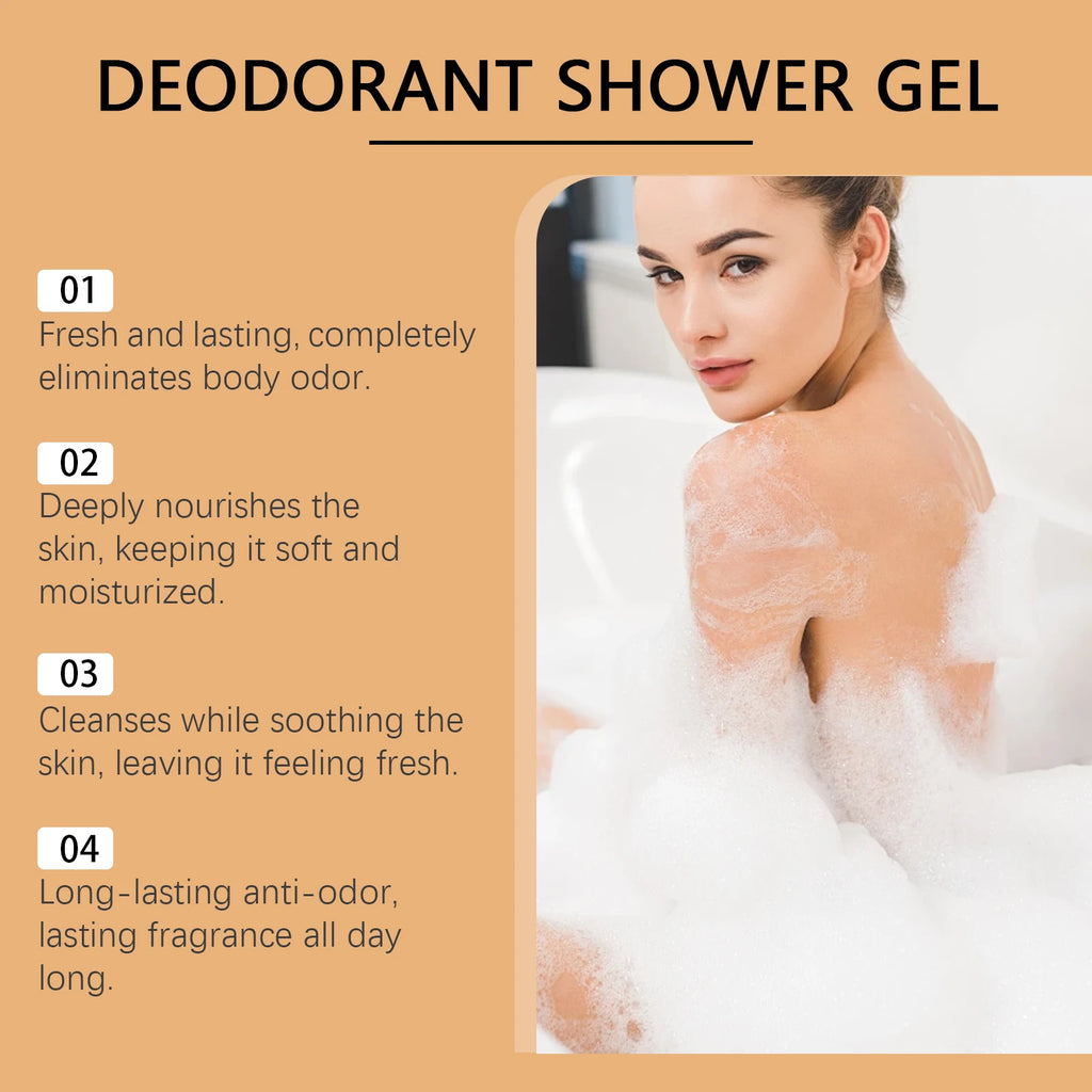 OceAura Persimmon Deodorant Body Wash Odor Eliminator Hydrating Skin Care Body Cleansing Refreshing Shower Gel for Men & Women