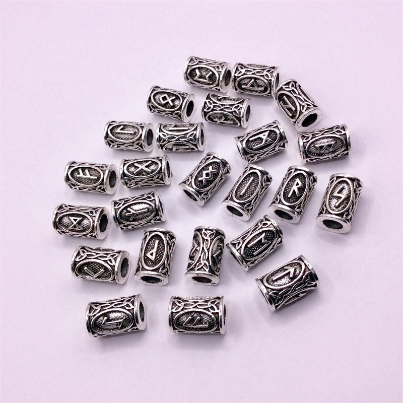 24 pcs Viking Runes Set Loose Beads Spacer Beads For Hair Braid Dreadlock Beads DIY Jewelry Making