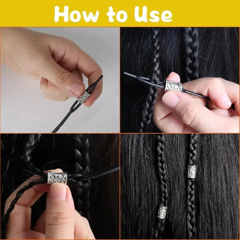 New for Jewellery DIY Pendant Necklace Hair Tool Set ,Beard Beads Set Viking Piece, Viking Beard Beads Nordic Hair Accessories