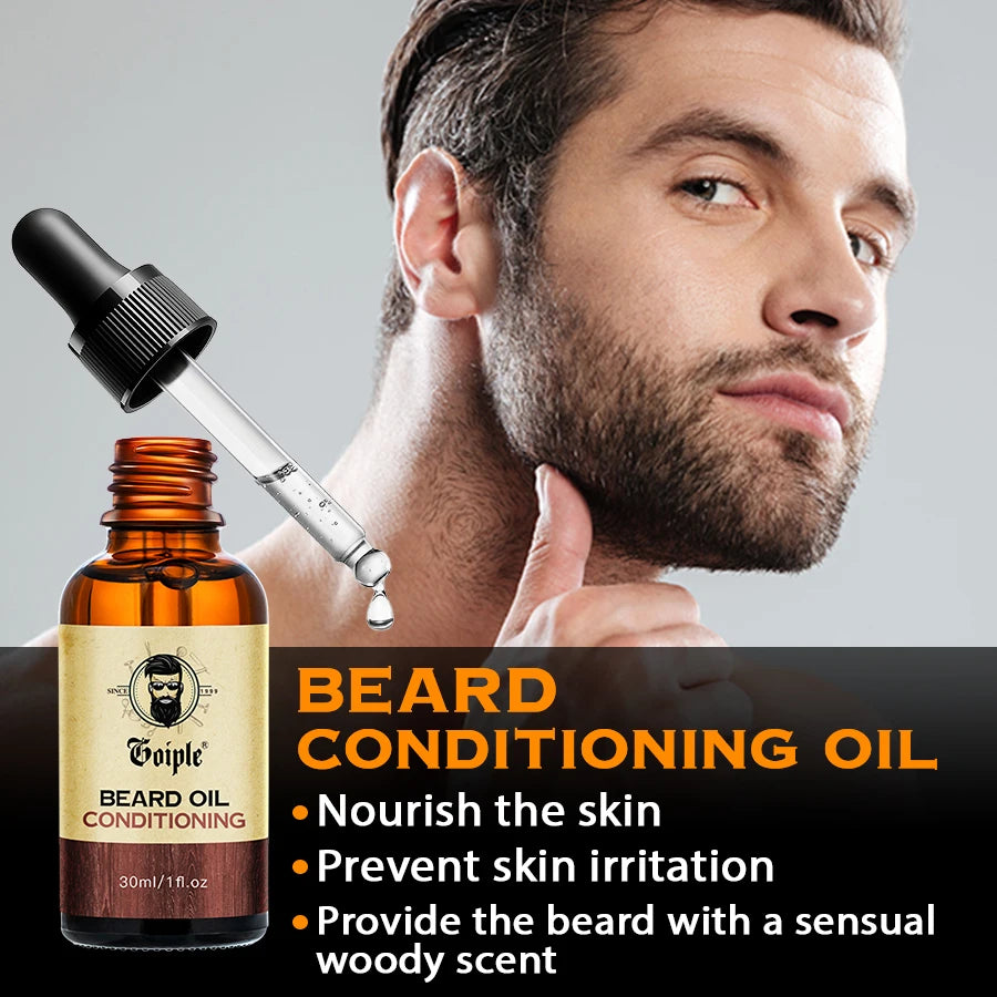 GOIPLE Beard Growth Care Kit – Moustache Shampoo, Conditioning Oil & Beard Balm