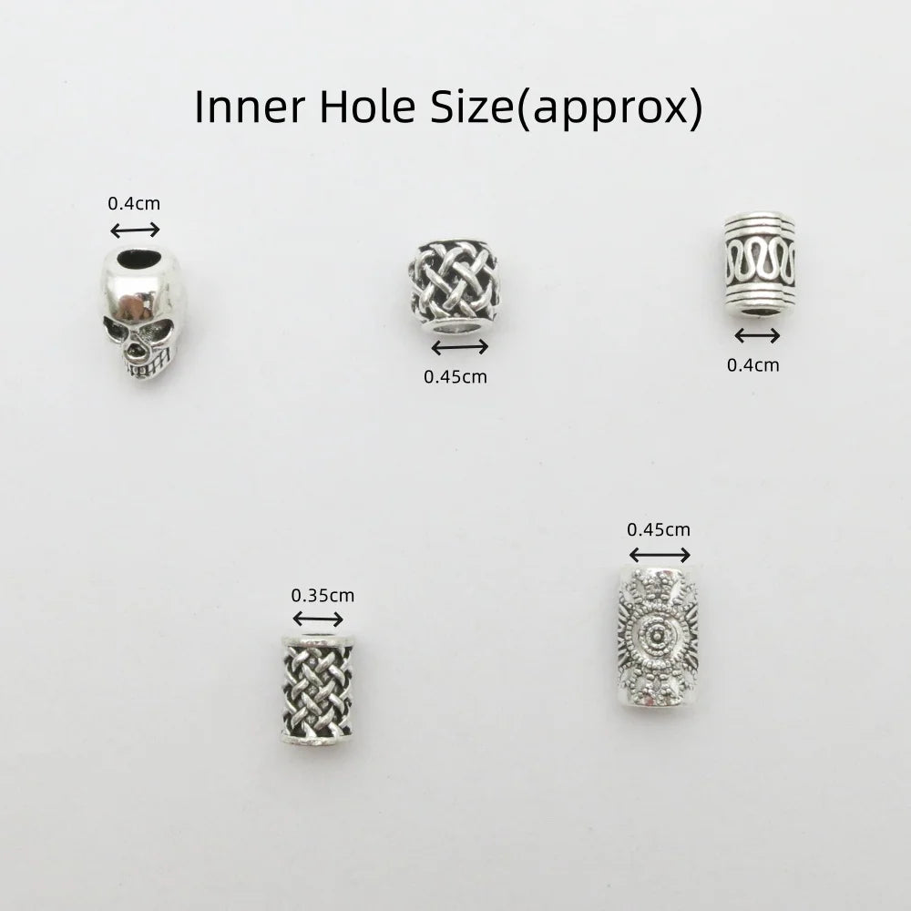 10pcs Skull Helmet Viking small Hole Beads Hair Braid Dreadlock Beard Bead Pendant DIY Necklace For Jewelry Accessory
