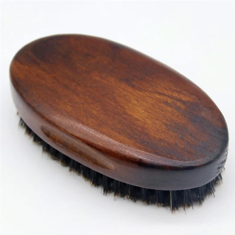 1pcs Boar Bristle Hair Beard Brush Comb for Men, Small Soft Beard Brush, Pocket Travel Men's Wooden Mustache Brush