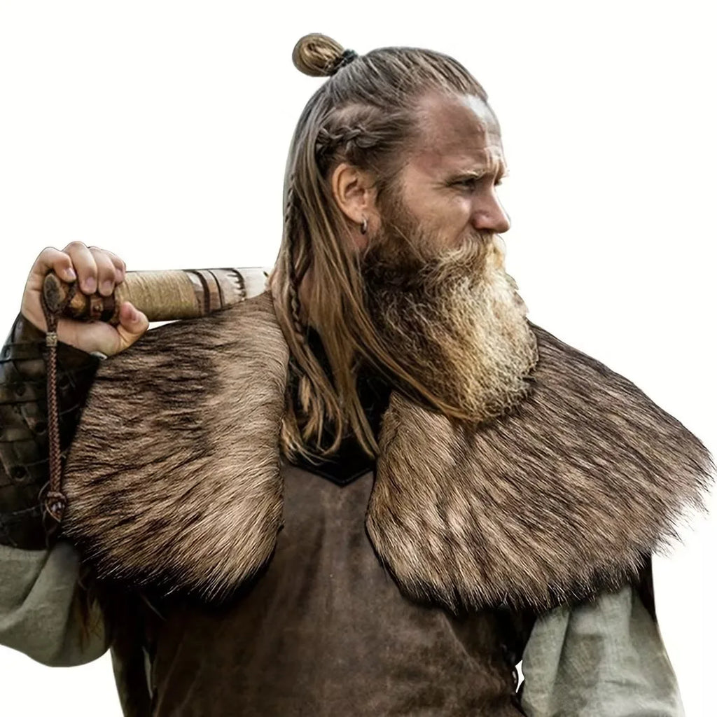 Unisex Viking faux fur cape shawl, warrior cape cosplay costume accessories