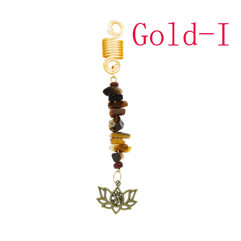 Women Personality Stone Beads Hair Dreadlock 12 Styles Loc Jewelry Pins Clips Beard Rings Rock Braiding Tube Cuffs Accessories