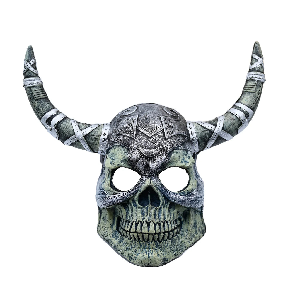 Viking Horned Skull Mask Scary Warrior Skull Mask Horror Skeleton Full Face Mask for Masquerade Themed Parties Halloween Cosplay