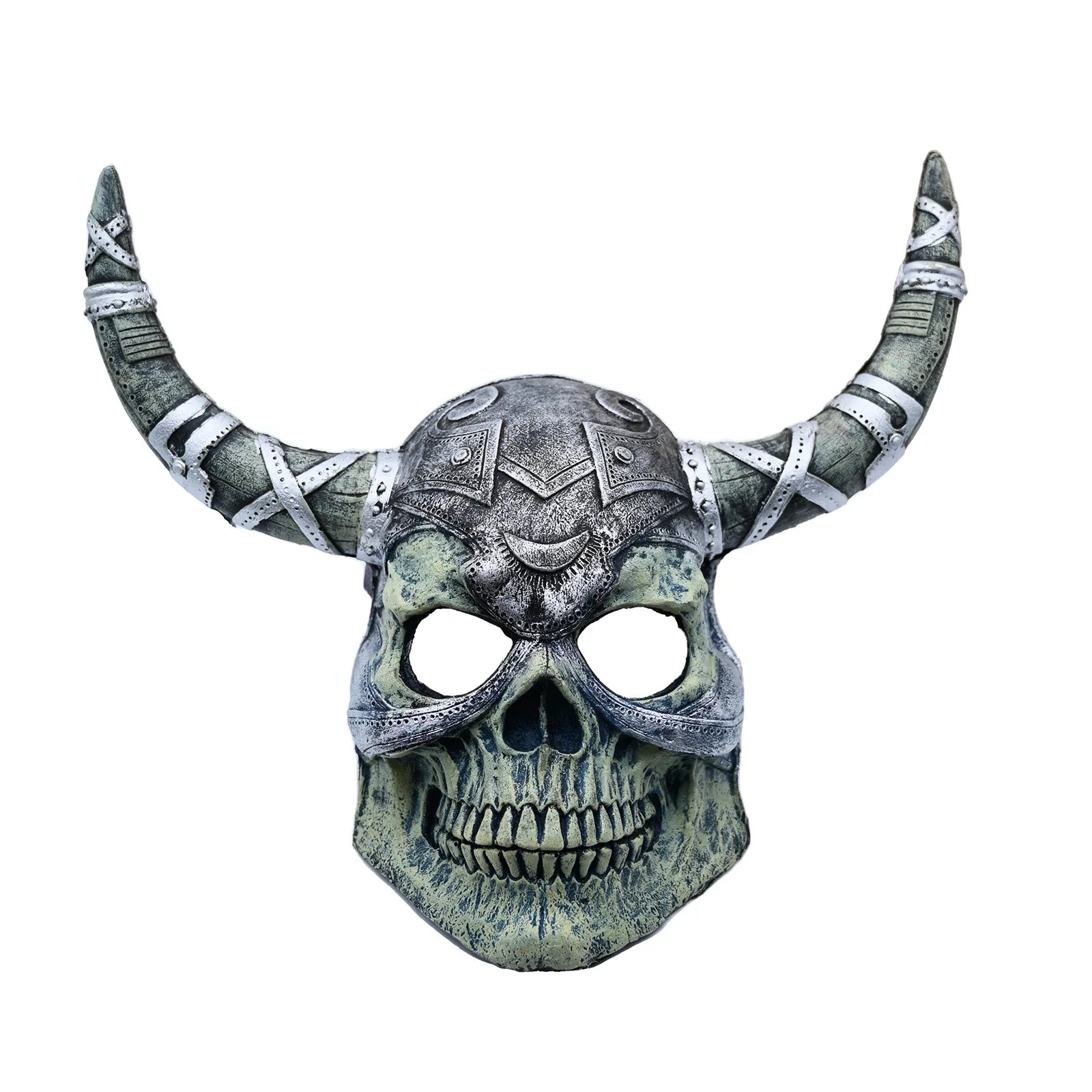 Viking Horned Skull Mask Scary Warrior Skull Mask Horror Skeleton Full Face Mask for Masquerade Themed Parties Halloween Cosplay