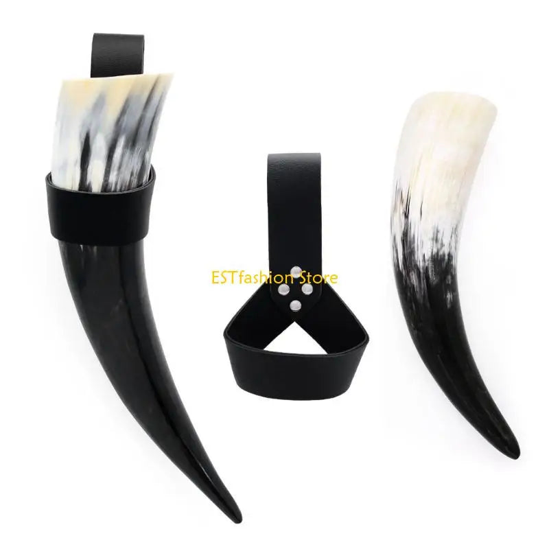 Viking Drinking Horn with Leather Holster Set | Beer & Wine Goblet