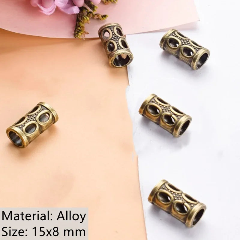 1-5pcs Viking Beard Decorative Beads for Hair Braid Decorations Accessories Needlework Bead Skull Braid Dreadlock Tube Rings