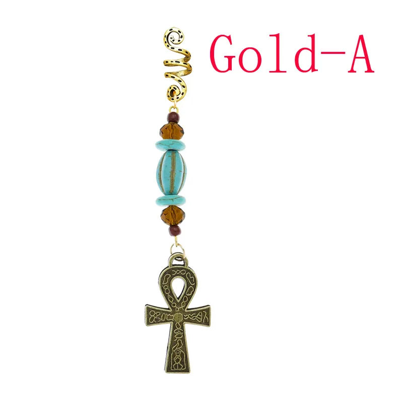 Women Personality Stone Beads Hair Dreadlock 12 Styles Loc Jewelry Pins Clips Beard Rings Rock Braiding Tube Cuffs Accessories
