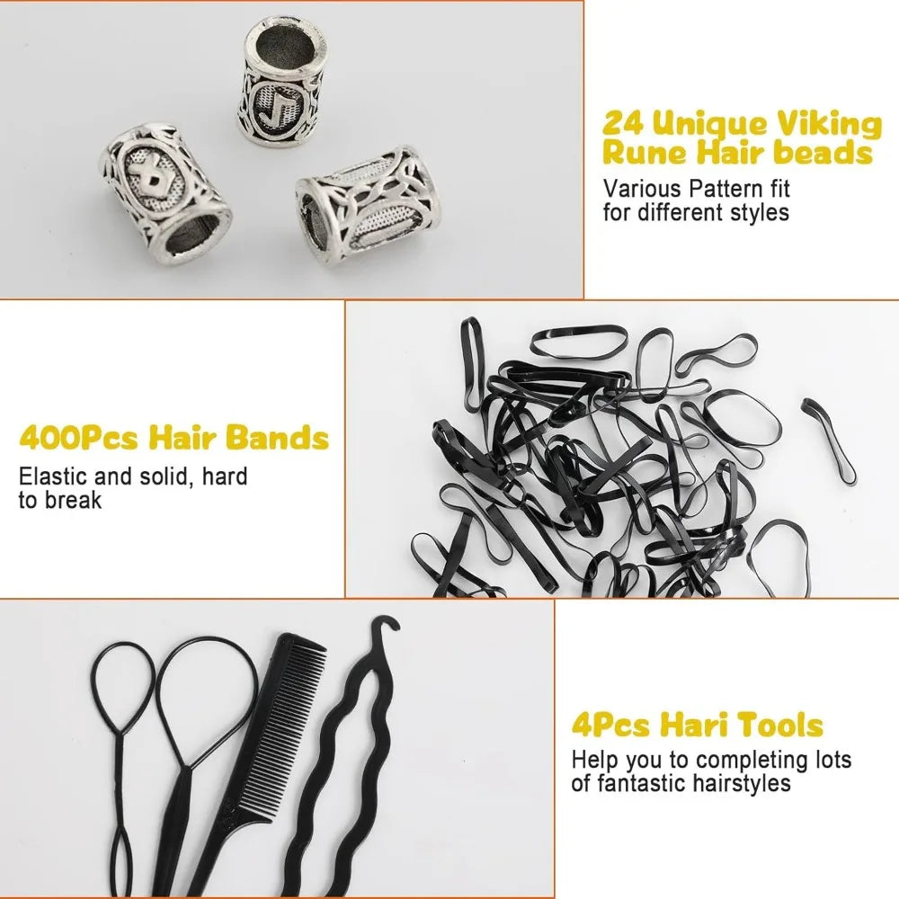 New for Jewellery DIY Pendant Necklace Hair Tool Set ,Beard Beads Set Viking Piece, Viking Beard Beads Nordic Hair Accessories