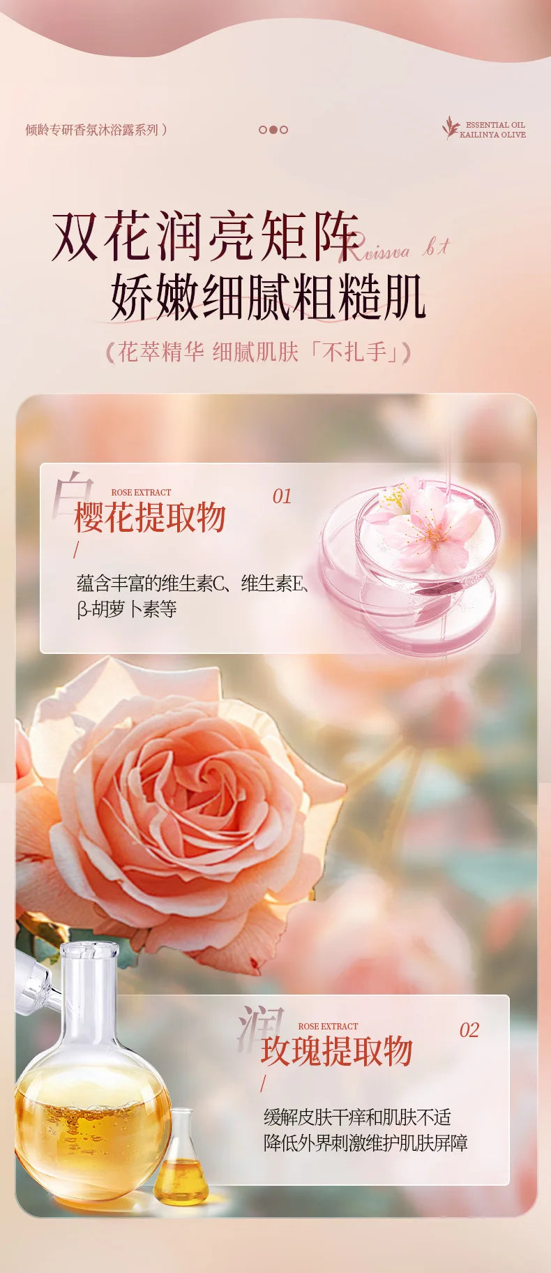 Rose & Cherry Blossom Fragrance Body Wash 800ml – Moisturizing & Oil Control Shower Gel