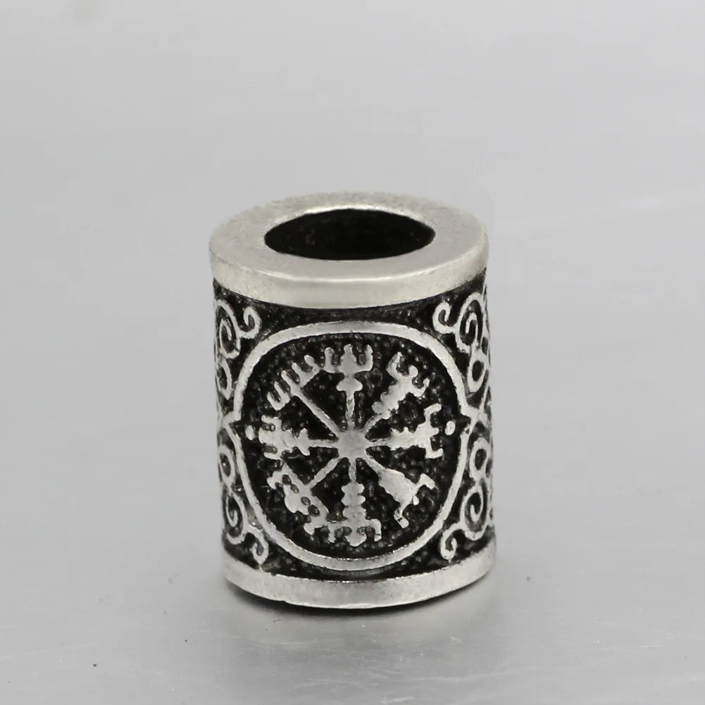 Silver Gold Bead Nordic Viking Runes Beads for Beard Hair Rings Braid Dreadlocks Bead Hair Cuffs DIY Braiders Hair Accessories