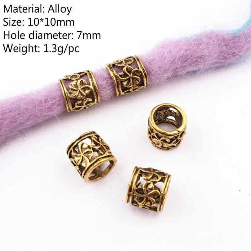 1-5pcs Viking Beard Decorative Beads for Hair Braid Decorations Accessories Needlework Bead Skull Braid Dreadlock Tube Rings