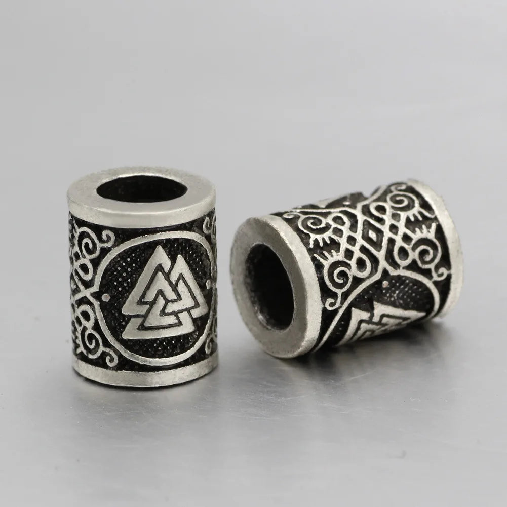 Silver Gold Bead Nordic Viking Runes Beads for Beard Hair Rings Braid Dreadlocks Bead Hair Cuffs DIY Braiders Hair Accessories