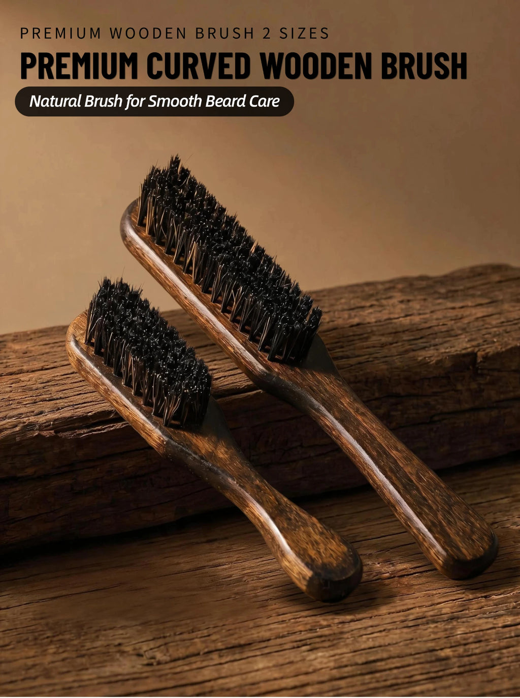 2Pcs Professional Beard Grooming Kit Spining Double Sided Barber Comb Boar Bristle Wooden Beard Brush for Men Hair Beard
