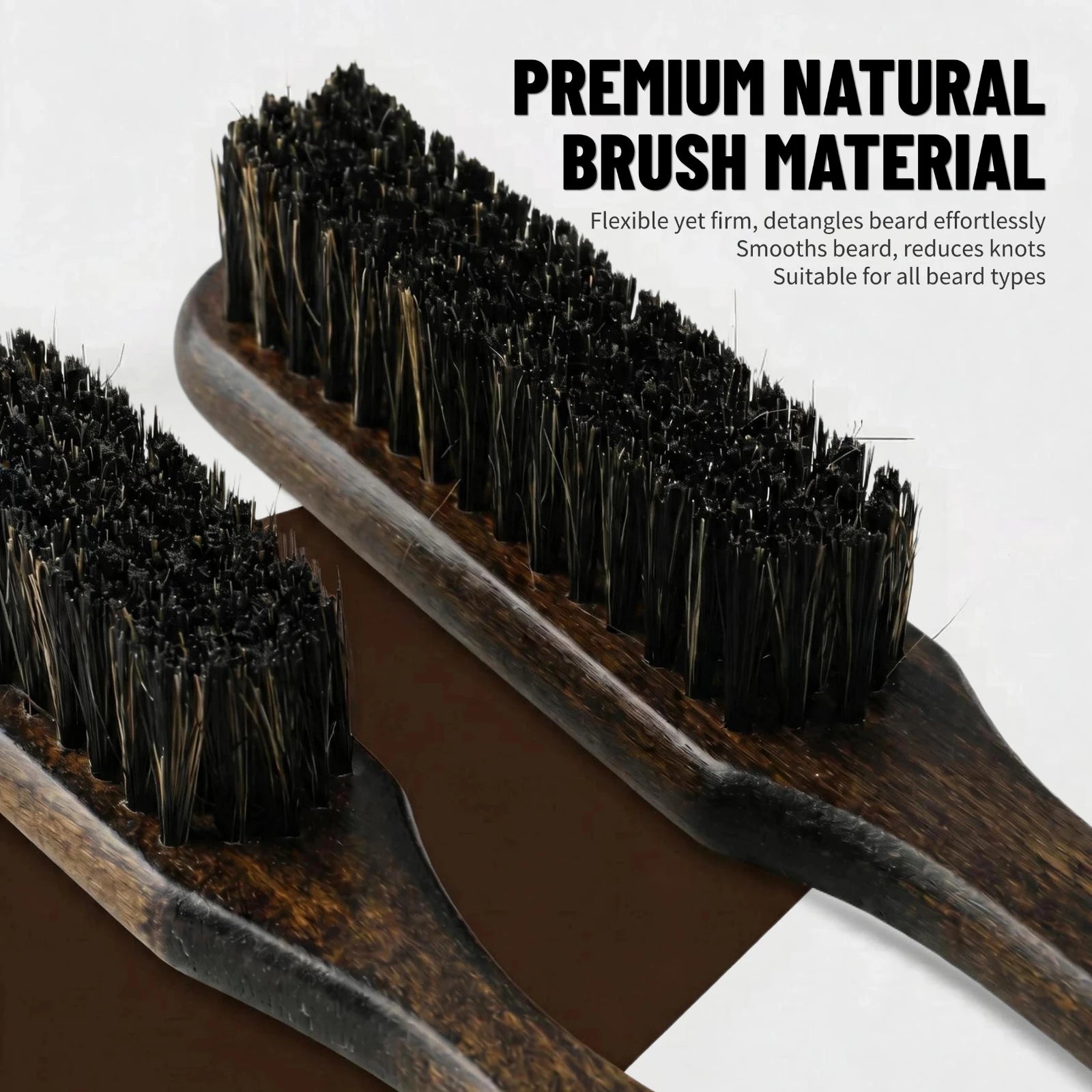 2Pcs Professional Beard Grooming Kit Spining Double Sided Barber Comb Boar Bristle Wooden Beard Brush for Men Hair Beard