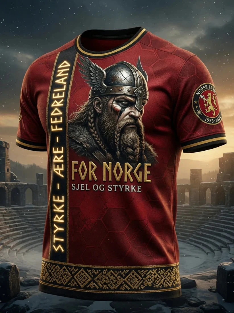 Viking Warrior T-Shirt Vintage Nordic Norsk Lion Emblem Celtic Knot 3d Print Patriotic National Fan Casual Sports Short Sleeve