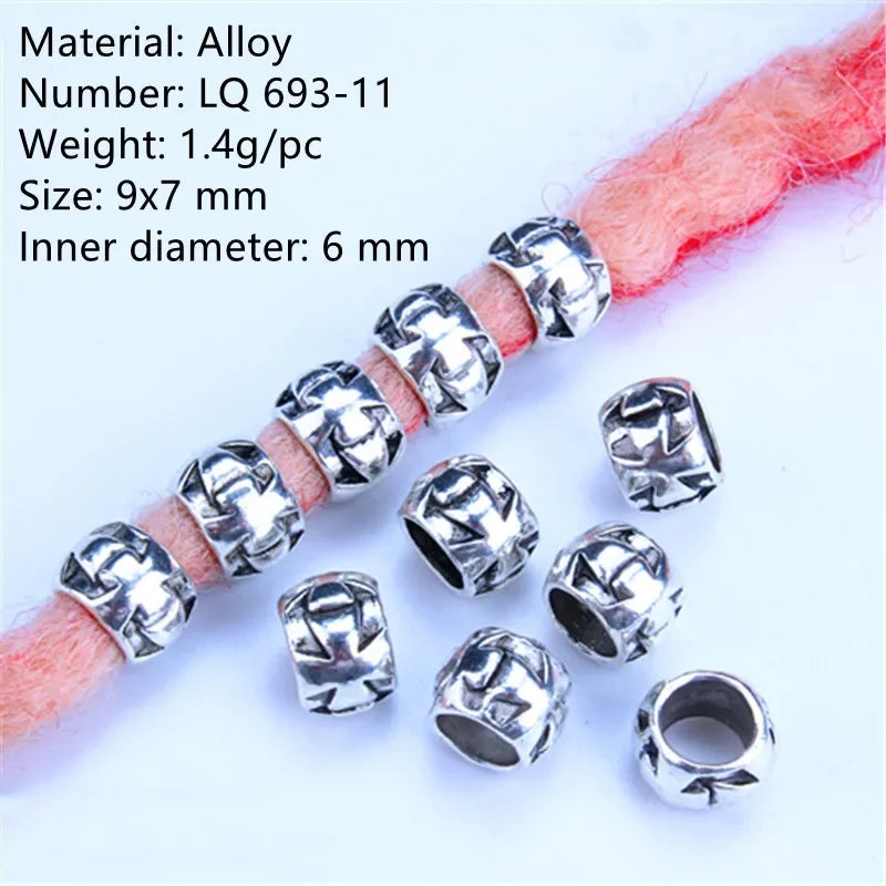 1-5pcs Viking Beard Decorative Beads for Hair Braid Decorations Accessories Needlework Bead Skull Braid Dreadlock Tube Rings