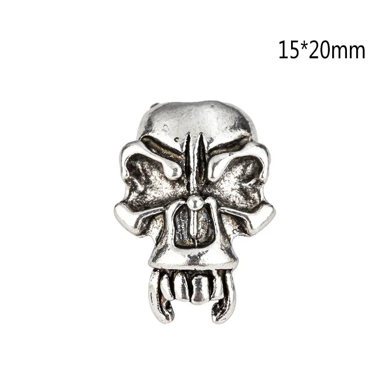 1piece Skull Helmet Viking Rune Big Hole Beads Hair Braid Dreadlock Beard Bead Pendant DIY Bracelet Necklace for Jewelry Making