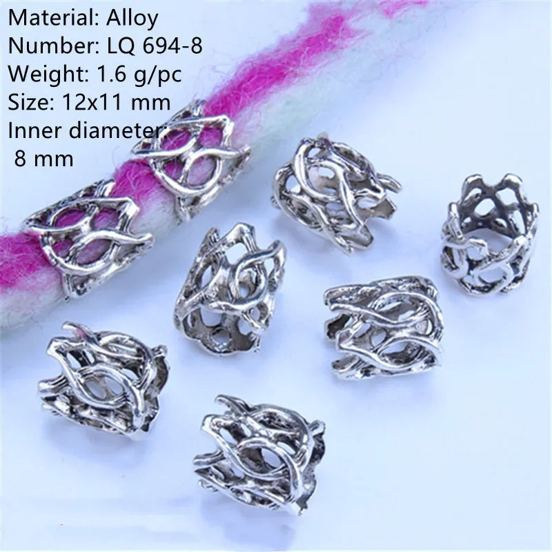 1-5pcs Viking Beard Decorative Beads for Hair Braid Decorations Accessories Needlework Bead Skull Braid Dreadlock Tube Rings