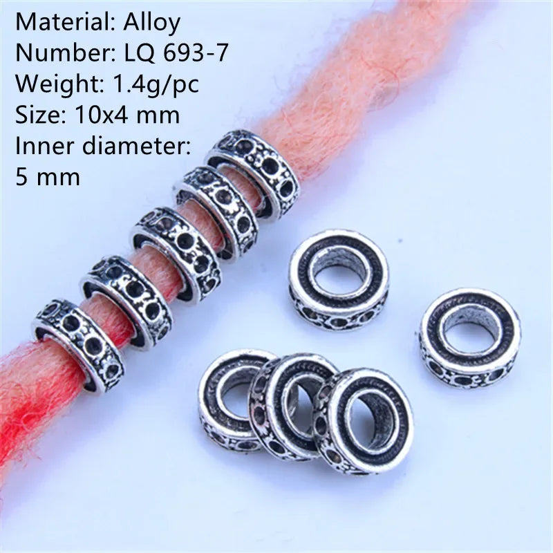 Vintage Braids Dreadlock Beard Beads Cuffs Clips for Hair Rings Adjustable Viking Hair Dread Women Accessories Fashion Jewelries