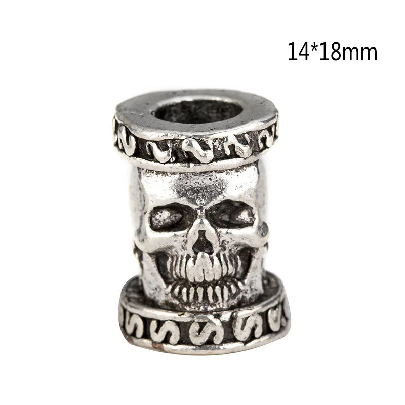 1piece Skull Helmet Viking Rune Big Hole Beads Hair Braid Dreadlock Beard Bead Pendant DIY Bracelet Necklace for Jewelry Making
