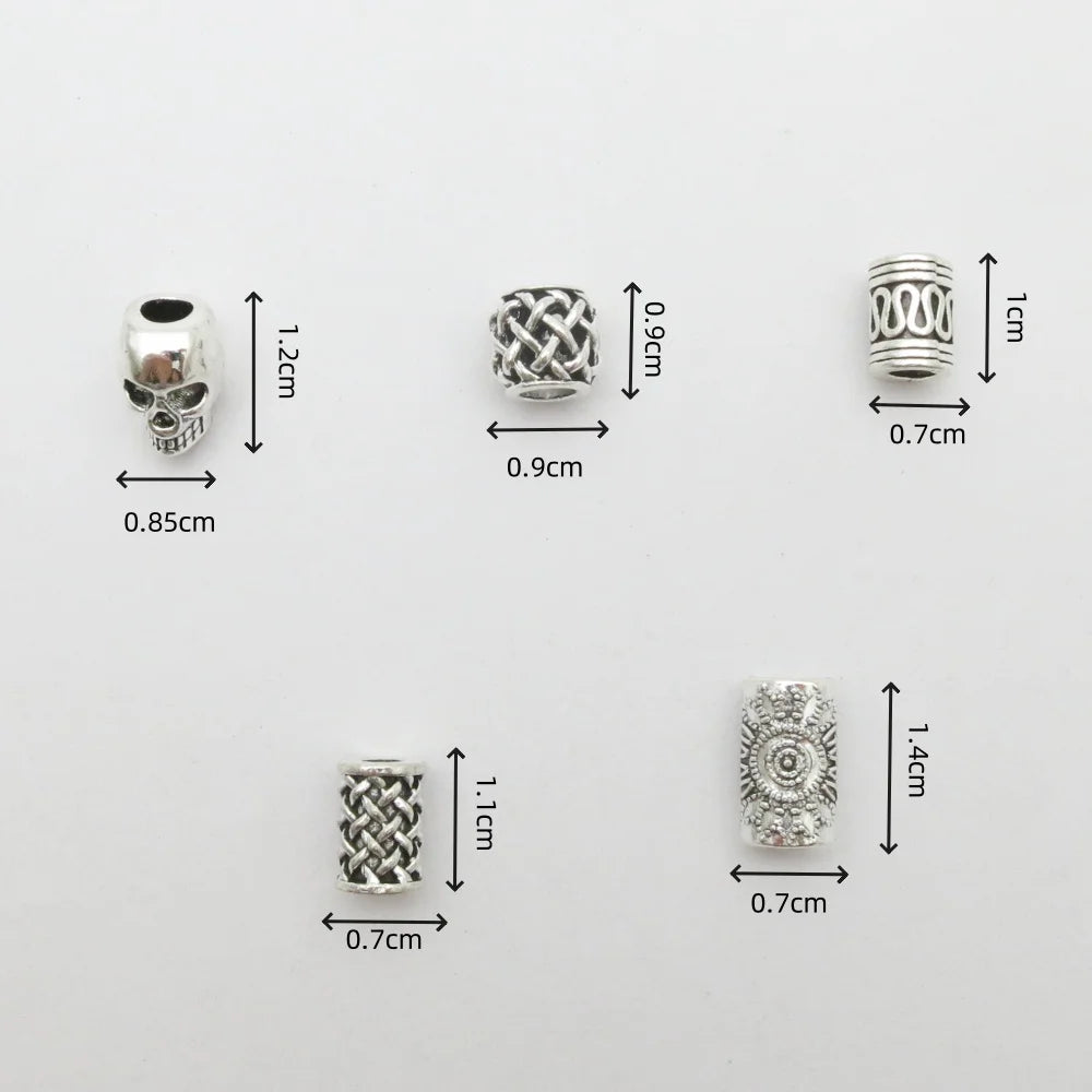 10pcs Skull Helmet Viking small Hole Beads Hair Braid Dreadlock Beard Bead Pendant DIY Necklace For Jewelry Accessory