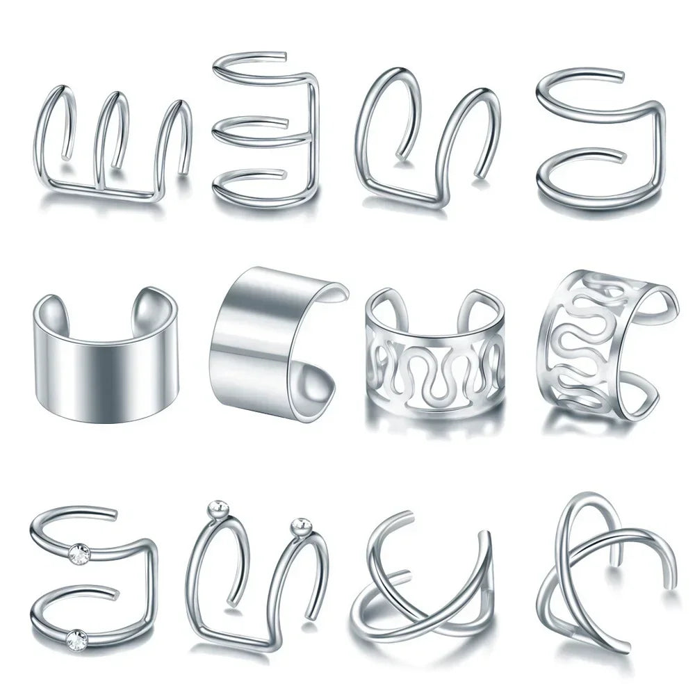 Fashion 1/12pcs Gold Silver Viking Hair Braids Dreadlock Non-Piercing Ear Clip Beard Beads Cuffs Clip Hair Accessories