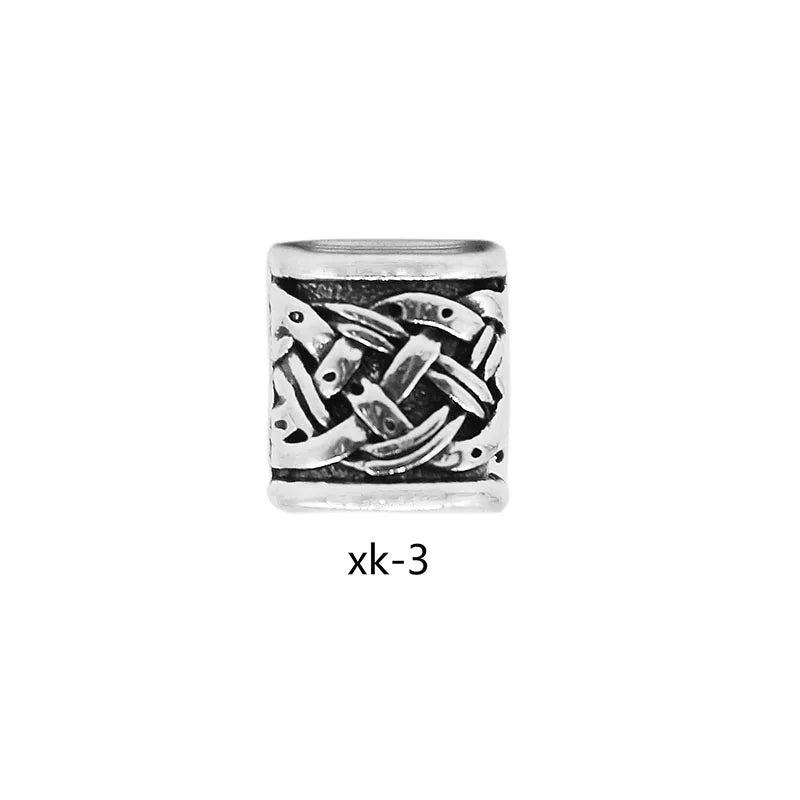 10Pcs/Pack Viking Runes Beard Beads Alloy Antique Norse Dreadlock Beads for Beard Hair DIY Bracelet Necklace Beading