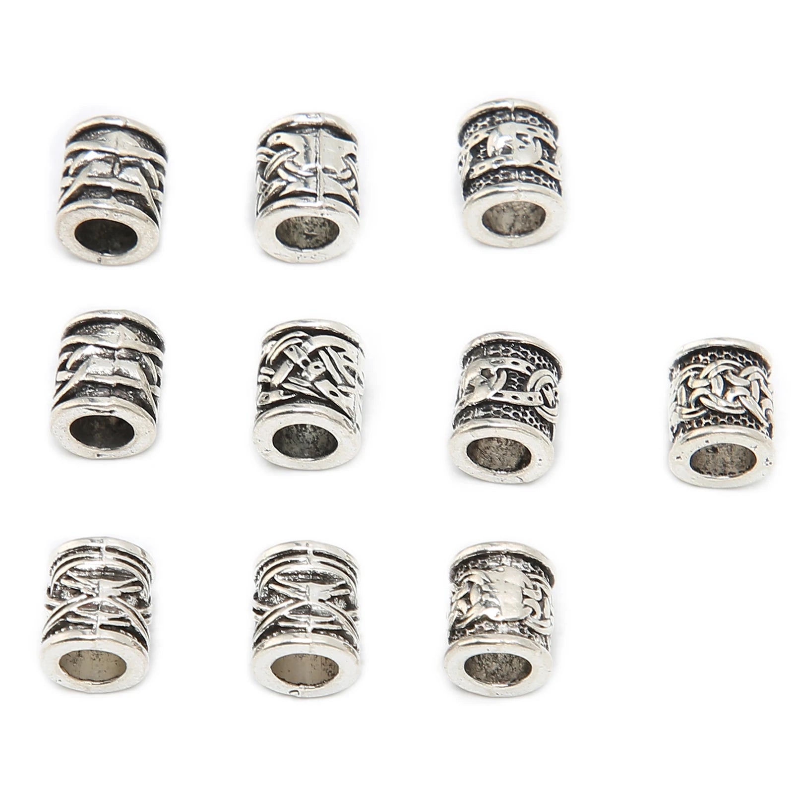 10PCS Viking Beard Beads Alloy Antique Norse Dreadlock Beads for Beard Hair DIY Bracelet Necklace Mens Aftershave Beard Balm