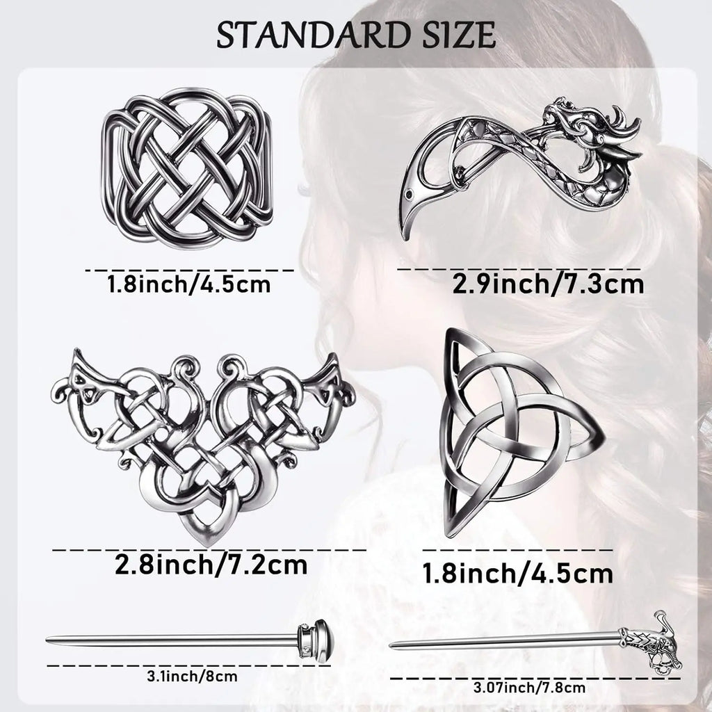 Viking Celtic Crown HairPins Clip Viking Hair Accessories Celtic Knot Hair Barrettes Antique Silver Hair Sticks Irish Hair Decor