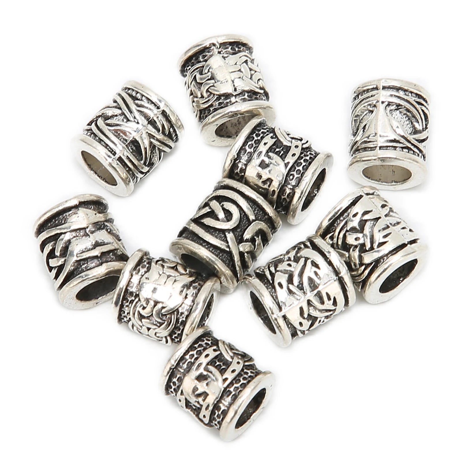 10PCS Viking Beard Beads Alloy Antique Norse Dreadlock Beads for Beard Hair DIY Bracelet Necklace Mens Aftershave Beard Balm