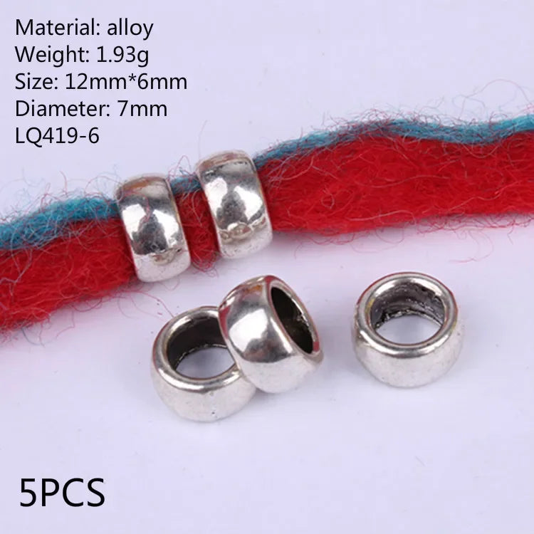 1-5pcs Viking Beard Decorative Beads for Hair Braid Decorations Accessories Needlework Bead Skull Braid Dreadlock Tube Rings