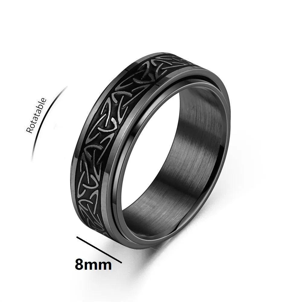 Viking Script Fidget Spinner Rings For Men Anti Anxiety Worry Stress Relief Anti Stress Rotating Ring Finger Anillo Antiestres