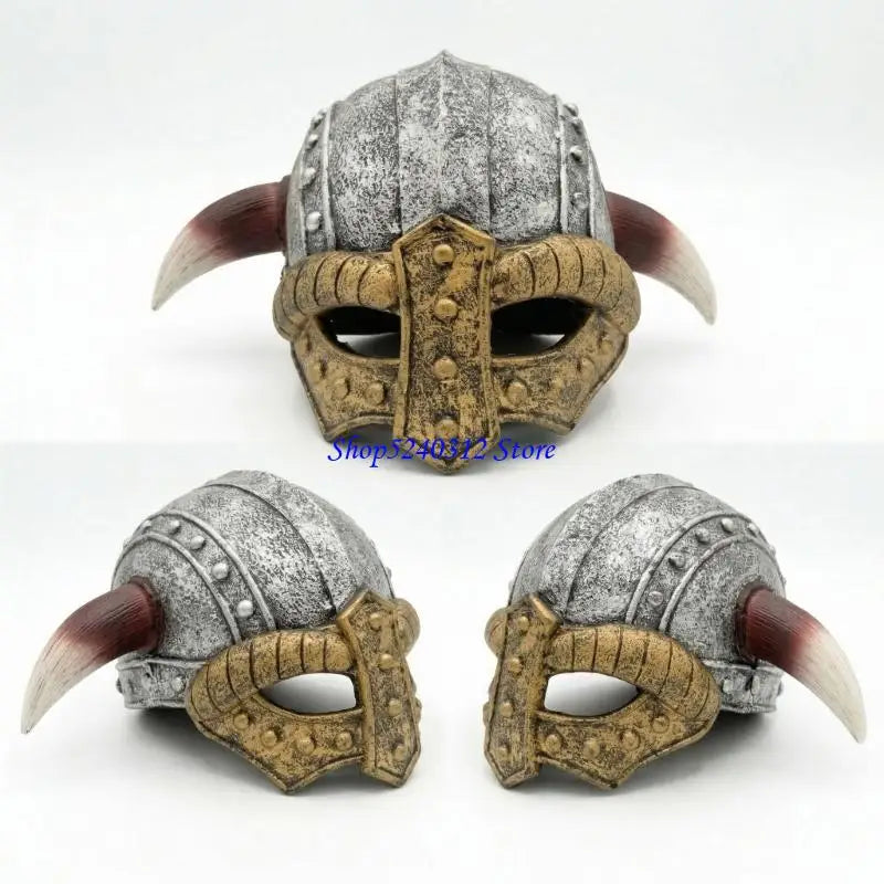 634C Medieval Vikinges Age Horned Vikinges Helmets Berserkers Soldier Warrrior Costume Hat Sallet Toy Halloween Cosplay LARP