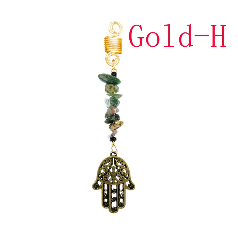 Women Personality Stone Beads Hair Dreadlock 12 Styles Loc Jewelry Pins Clips Beard Rings Rock Braiding Tube Cuffs Accessories