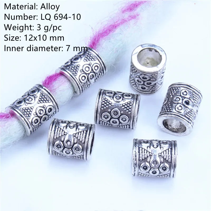 Vintage Braids Dreadlock Beard Beads Cuffs Clips for Hair Rings Adjustable Viking Hair Dread Women Accessories Fashion Jewelries